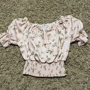 Pink floral crop top